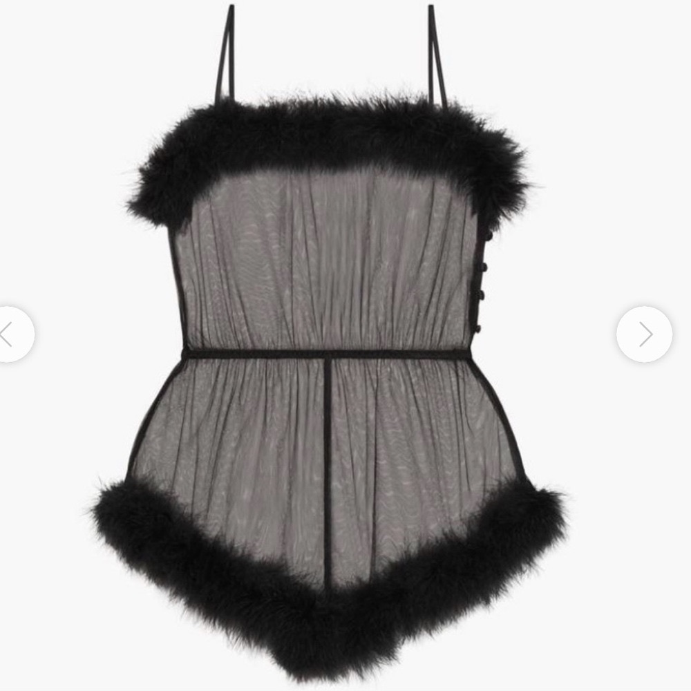 Savage x fenty black marabou romper xs/s